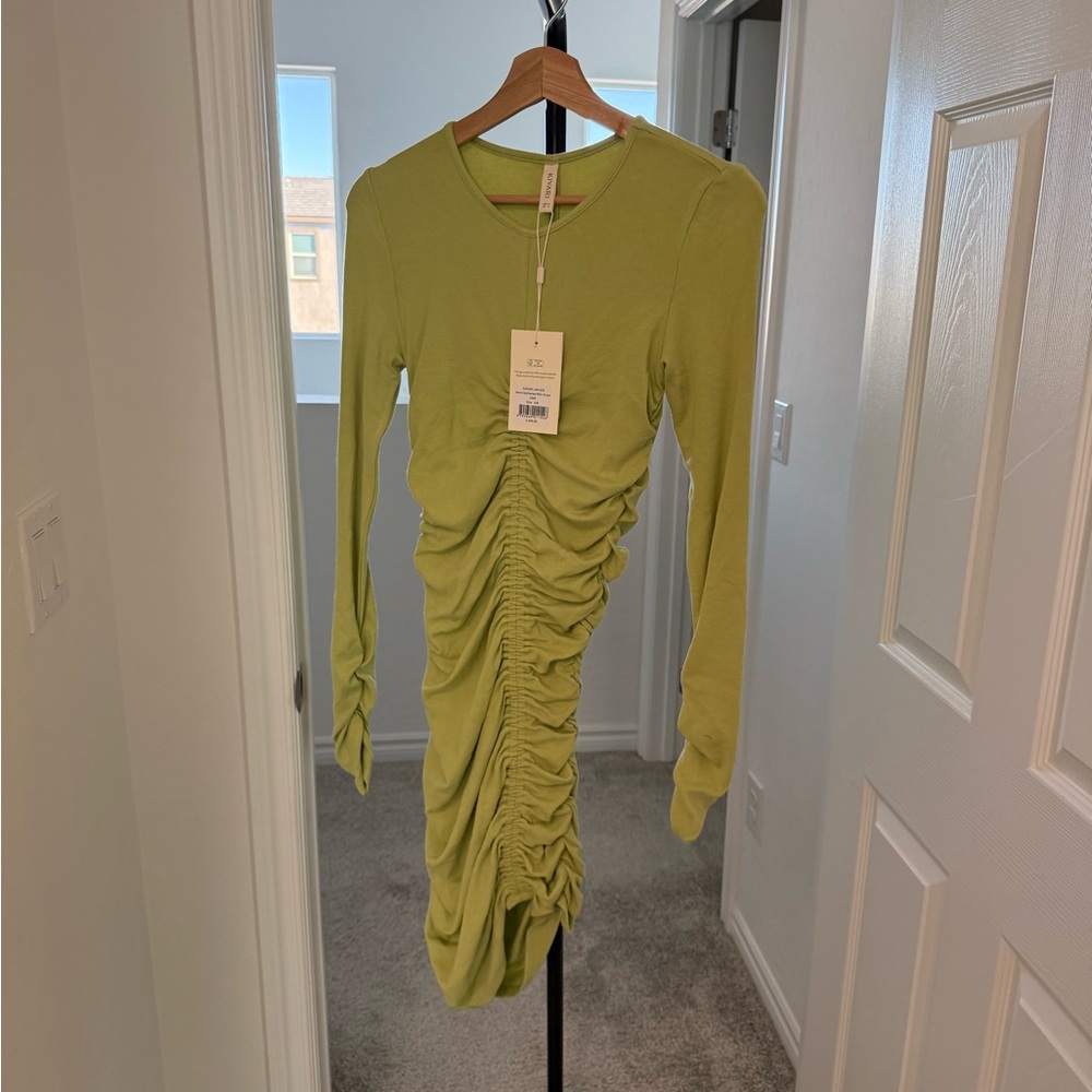 Kivari Olive Long Sleeve Ruched Dress
